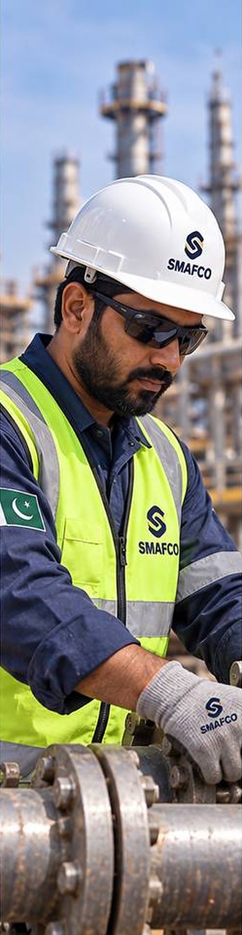 SMAFCO mechanical technician working on a flange assembly