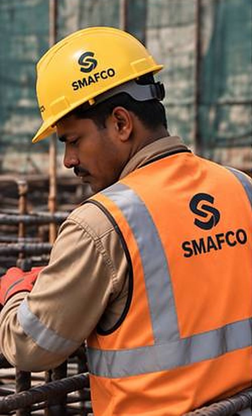 Construction worker fixing rebar