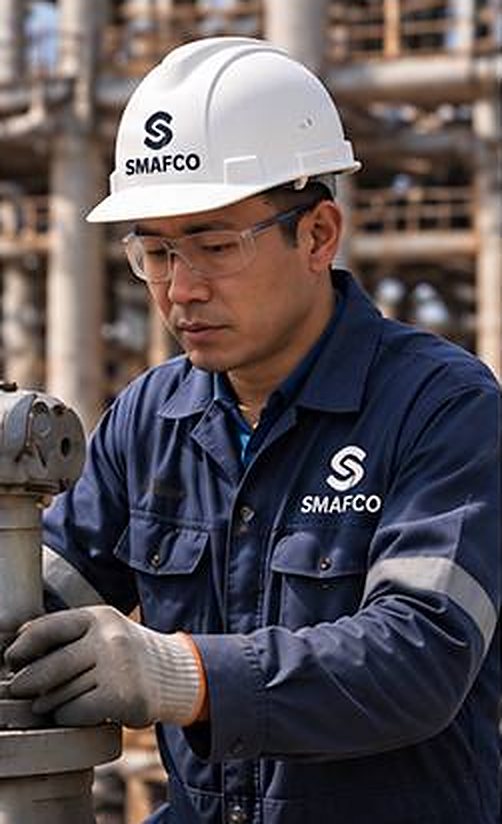 Instrument technician at a valve