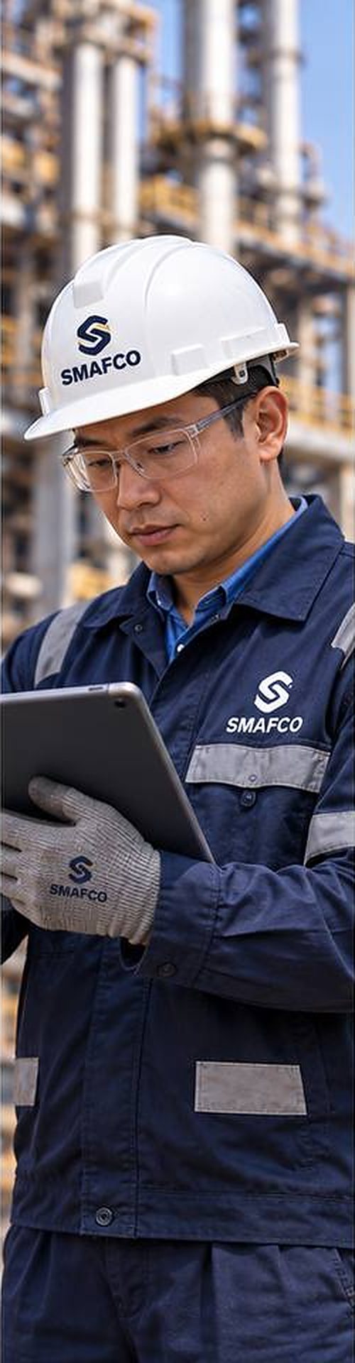 Site engineer reviewing data on a tablet